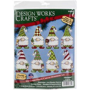 Design Works Gnomes Elves Christmas Holiday Plastic Canvas Ornament Kit 6880